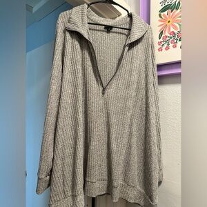 Torrid Gray Ribbed Half-Zip Sweater